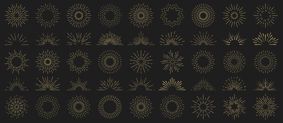 Aufkleber - Abstract sunburst or sunbeam line icons. Set of linear sunburst hand drawn. Sunburst sparkle elements
