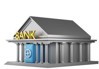 Wall Mural - Bank building . Bank safe deposit box. Storing money and valuables in a bank. 3d image