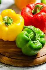 Sticker - Fresh sweet pepper. On white table.