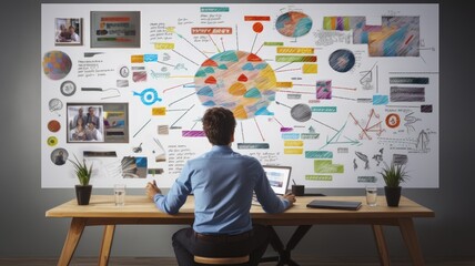 Aufkleber - Visualize a person brainstorming and categorizing factors in a SWOT analysis for strategic planning