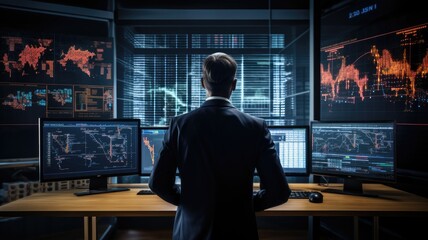 Leinwandbilder - Visualize a person conducting risk assessments and portfolio analysis in the field of financial analysis