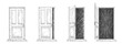 © lembergvector - Door opening sequence, set of line sketches vector illustration. Outline doodle hand drawn arts of ajar, open and closed doors of office or home with scribble dark in doorway, doorstep and handle
