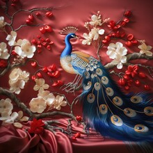 Peacock With Feathers