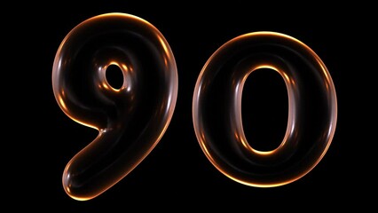 Poster - Animation of 3d glowing number 90