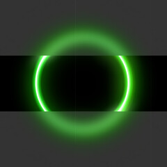 Wall Mural - Green neon circle with glassmorphism effect, luminous shiny LED ring with blurred glass