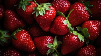 Wall Mural - Strawberries fruits background top view angle