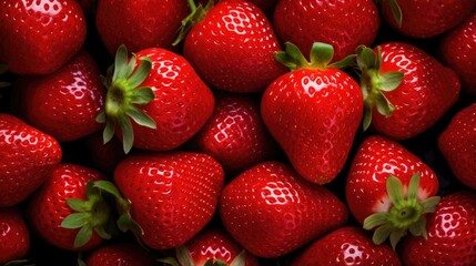Wall Mural - Strawberries fruits background top view angle