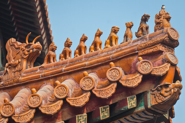 Sticker - Architectural details of Yonghe Temple commonly called Lama Temple in Beijing, China