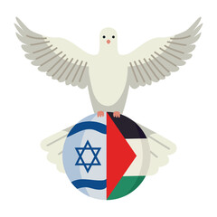 Canvas Print - israel and palestine with peace dove