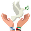 israel and palestine protecting of peace dove