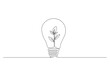 © aminul788 - Continuous one line drawing of Light bulb with leaf. Isolated on white background vector illustration. Premium vector.