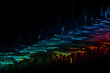 colorful digital glitch effects cascade in a dark abstract space