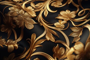 Poster - Close Up of Black and Gold Fabric