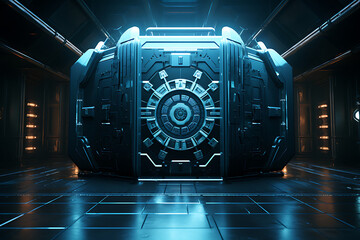 Poster - data center network secured by a cyber security lock