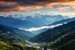 Goulet, Svaneti, Europe The dense fog veils the Caucasus mountains