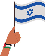 Wall Mural - palestinian waving israel flag