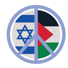 Sticker - israel and palestine flags in peace symbol