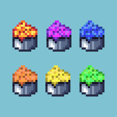 Poster - Pixel art sets of food with variation color item asset. Simple bits of food on pixelated style. 8bits perfect for game asset or design asset element for your game design asset.