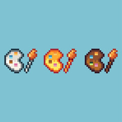 Poster - Pixel art sets of colour pallete with variation color item asset Simple bits of colour pallete plate on pixelated style. 8bits perfect for game asset or design asset element for your game design asset