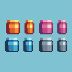 Poster - Pixel art sets of jar glass with variation color item asset. Simple bits of jar glass on pixelated style. 8bits perfect for game asset or design asset element for your game design asset.