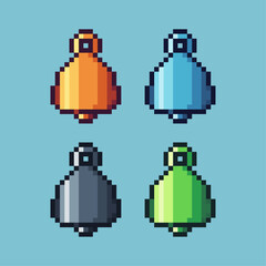 Poster - Pixel art sets of gold bell with variation color item asset. Simple bits of bell on pixelated style. 8bits perfect for game asset or design asset element for your game design asset.