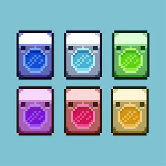 Poster - Pixel art sets of washing machine with variation color item asset. Simple bits of Washing machine on pixelated style. 8bits perfect for game asset or design asset element for your game design asset.