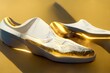 minimalism sneakers 3dimensional gold and silver curves smooth shapes occlusion concept art octane rendering 8k highly detailed cinematic beautiful light hyperreal octane render hdr long exposure 