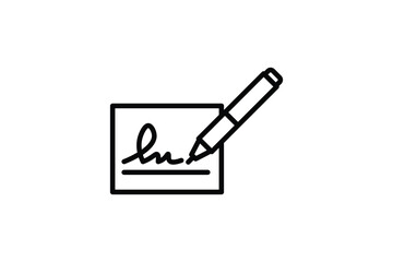 Poster - Signature Icon. Icon related to Identity. Suitable for web site design, app, UI, user interfaces. Line icon style. Simple vector design editable