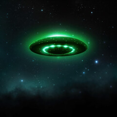 a UFO is in the night 
