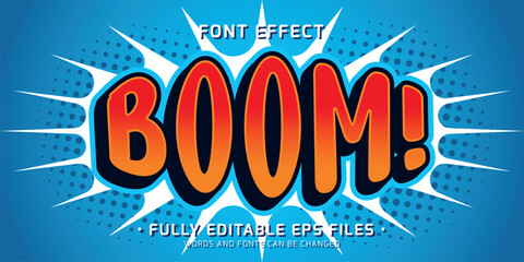 Wall Mural - Boom sticker style editable text effect,cartoon font graphic style