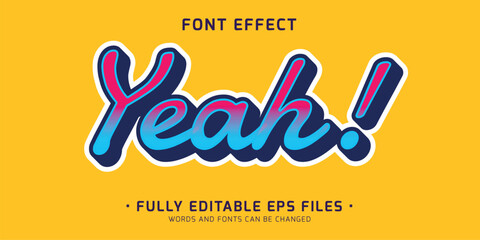 Wall Mural - yeah editable text effect, sticker effect graphic style
