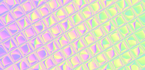 Poster - pastel rainbow holographic tile texture background y2k