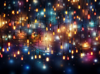 Wall Mural - Festive Glow, Vibrant Christmas Lights Illuminating the Holiday Spirit