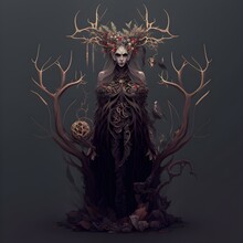 Evil Thorns Bramble Wicker Antlers Skulls Witch Gothic Heavy Metal Dark Fantasy Ultra Detailed Full Body Pixel Art 