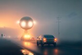 Fototapeta  - alien invasion in morning fog light 