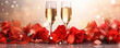 
Valentines day background with champagne, Love and Romance Celebration, 
Romantic candlelight dinner for couple table setup, Indulge in love and intimacy This image epitomizes togetherness 