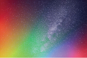 Poster - milky way and rainbow. night starry sky. colorful aurora borealis