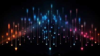 Poster - Abstract neon light arrows background