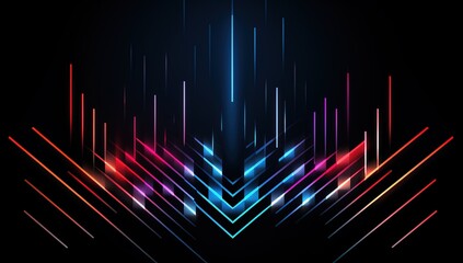 Poster - Abstract neon light arrows background