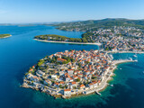 Fototapeta Fototapety z mostem - Croatia - Dalmatia - Primosten amazing landscape from drone view, this is the most amazing peninsula in Croatia