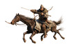 Mongol Horseman in Action on isolated background
