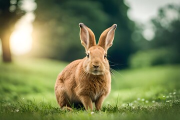 brown rabbit in the grass