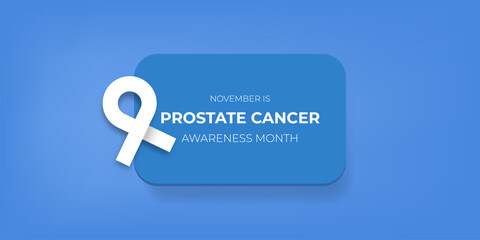 Wall Mural - Prostate cancer awareness month banner with blue ribbon. November is prostate cancer awareness month
