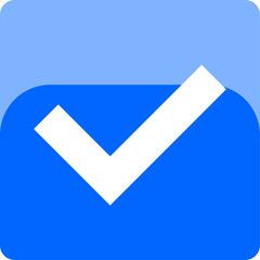 Poster - yes or ok or right or approved or accepted or confirmed icon sign with checkmark tick in blue soft e