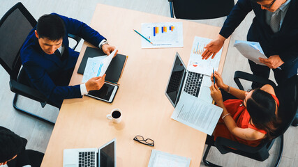 Poster - business people group meeting shot from top view in office . profession businesswomen, businessmen a