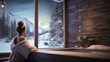 © thesweetsheep - Woman Indulging in Luxurious Spa Treatments Surrounded by a Serene Snowy Landscape, Ultimate Winter Relaxation