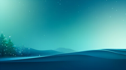 Wall Mural - Christmas background with abstract elements of stripes and waves in blue color Christmas forest on a blue background  Christmas star in the sky. Postal card design with empty space for text. 3D .