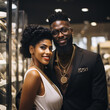 Black couple in a jewelry store.