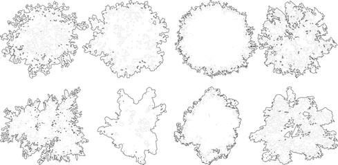 Tree top plan line silhouettes