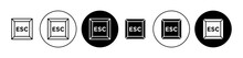 Esc line icon set. Keyboard escape button icon in black color for ui designs.